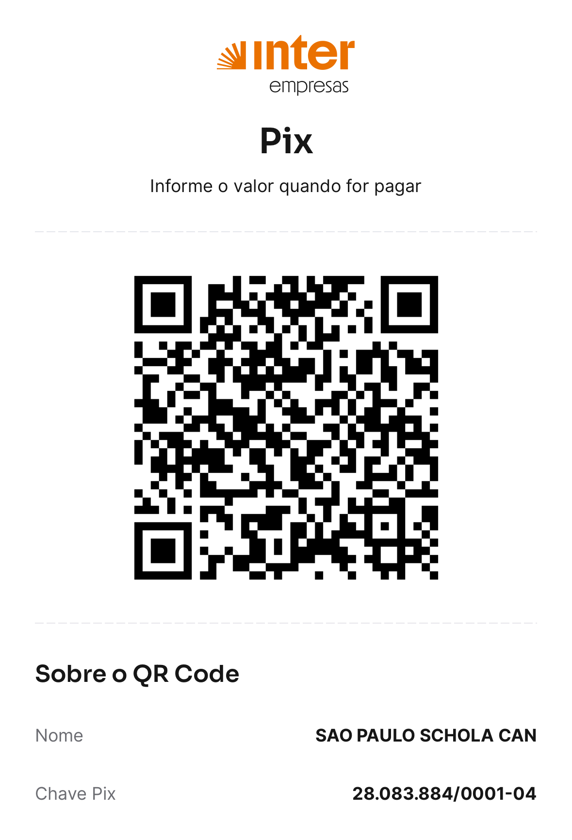 QR Code Pix para doação — São Paulo Schola Cantorum, chave 28.083.884/0001-04
